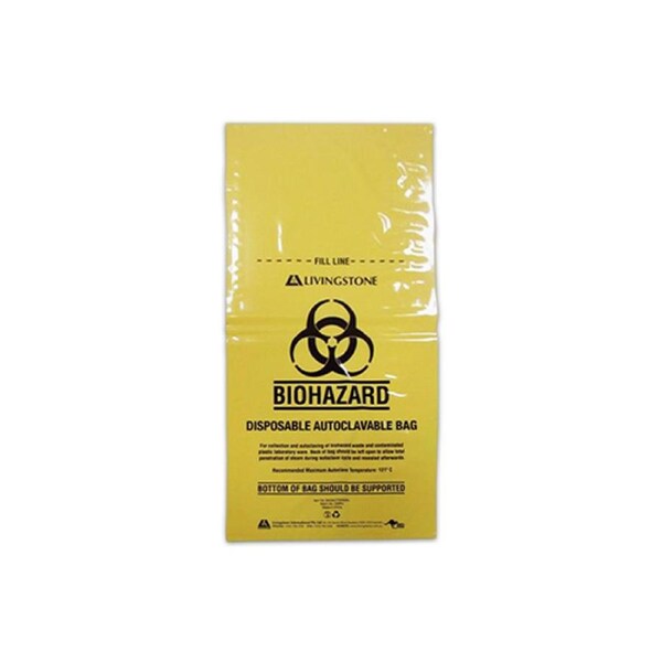 Livingstone Polypropylene Yellow Biohazard Waste Bag 20L 50 Microns 30 x 60cm 500 Carton
