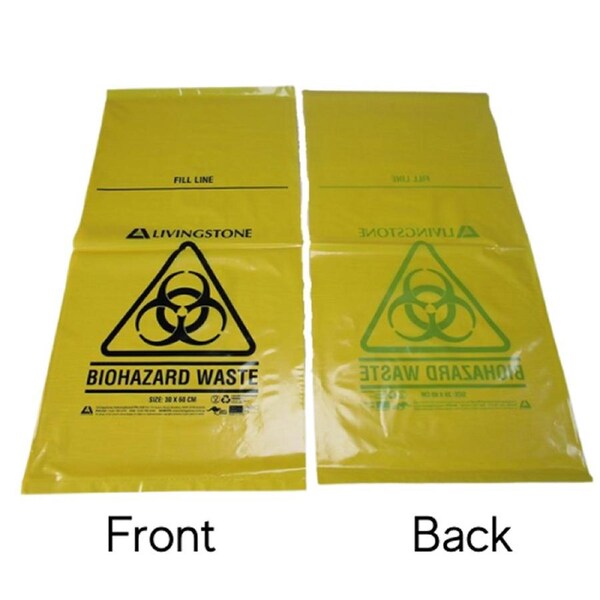 Livingstone Yellow Biohazard Waste Bag LDPE 12L 50 Microns 30x60cm 500 Carton