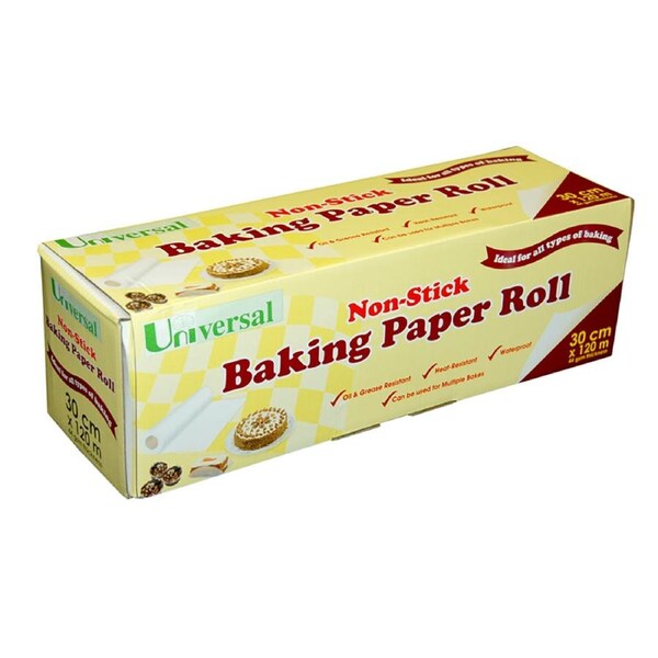 Universal Biodegradable Baking Paper with Metal Cutter 44GSM 30cm x 120m 4 Carton