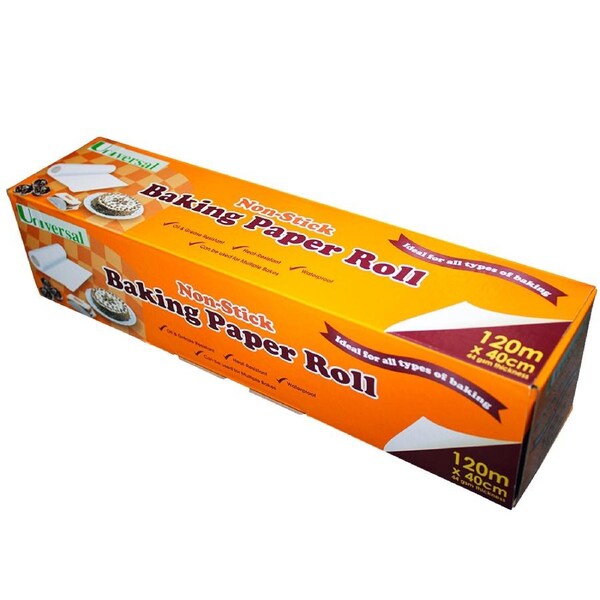 Universal Biodegradable Baking Paper with Metal Cutter 44GSM 40cm x 120m 4 Carton