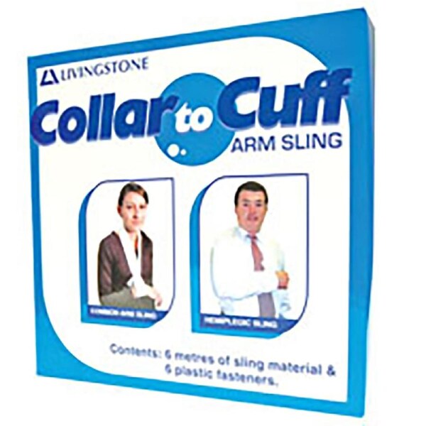 Livingstone White Collar to Cuff Arm Sling with Fasteners 5(W)cm 6m Roll