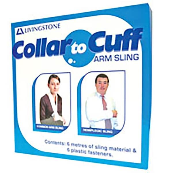 Livingstone White Collar to Cuff Arm Sling with Fasteners 5(W)cm 10m Roll