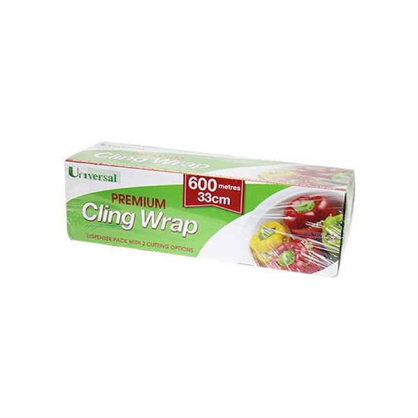 Universal Plastic Cling Wrap In Dispenser Pack 33cm x 600m 10 Microns 6 Carton
