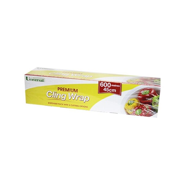 Universal Plastic Cling Wrap In Dispenser Pack 45cm x 600m 10 Microns