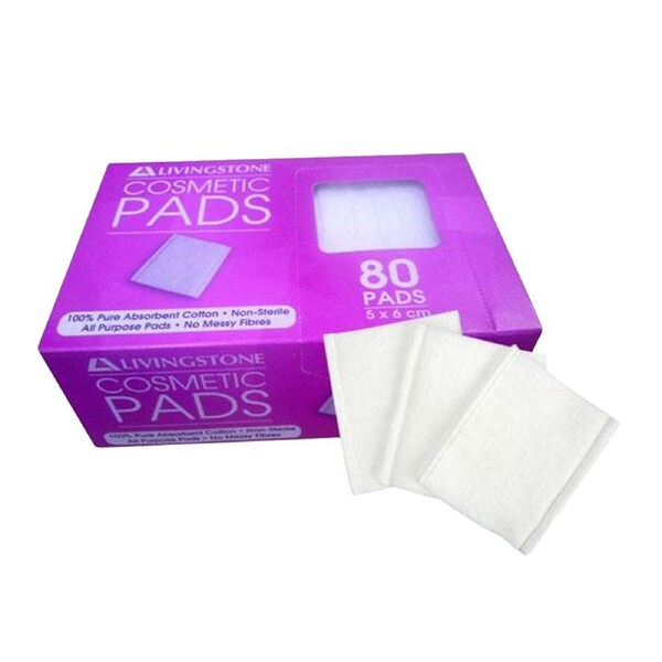 Livingstone Cosmetic Pad Square Cotton 80 Pack