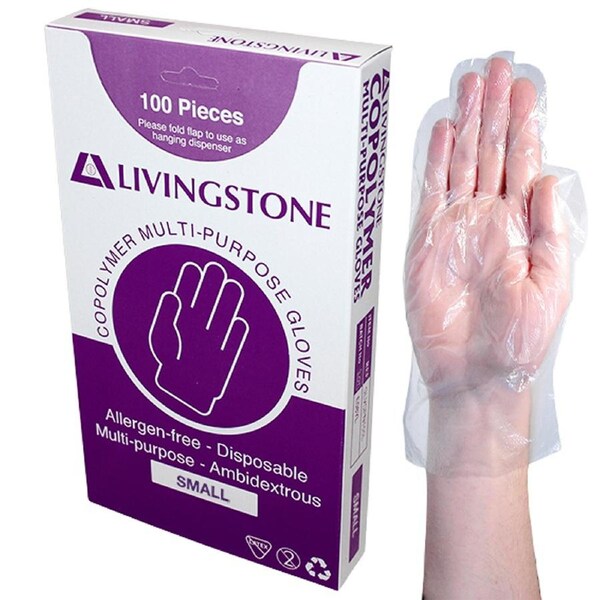 Livingstone Copolymer Gloves on Biodegradable Paper Backing Small 100 Box