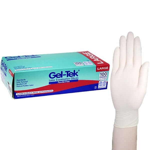 Geltek Latex Powder Free Large Cream Gloves AS/NZ 100 Box