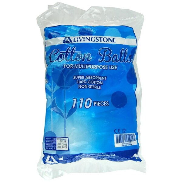 Livingstone Cotton Balls 100% Cotton 0.6g Non-Sterile 110 Bag
