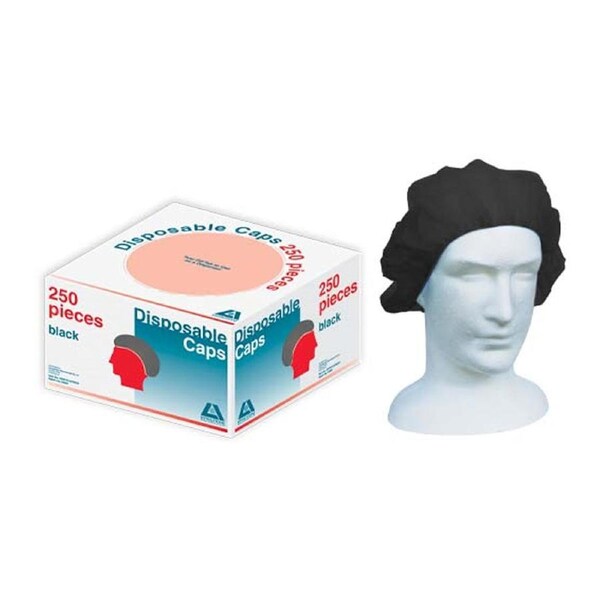 Livingstone Bouffant Hairnet Cap Black Double Elastic 21 inches 240 Dispenser