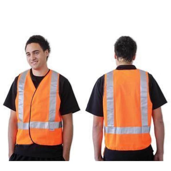 Livingstone High Visibility Safety Vest XXL H Back Reflective Pattern Orange Day/Night Use