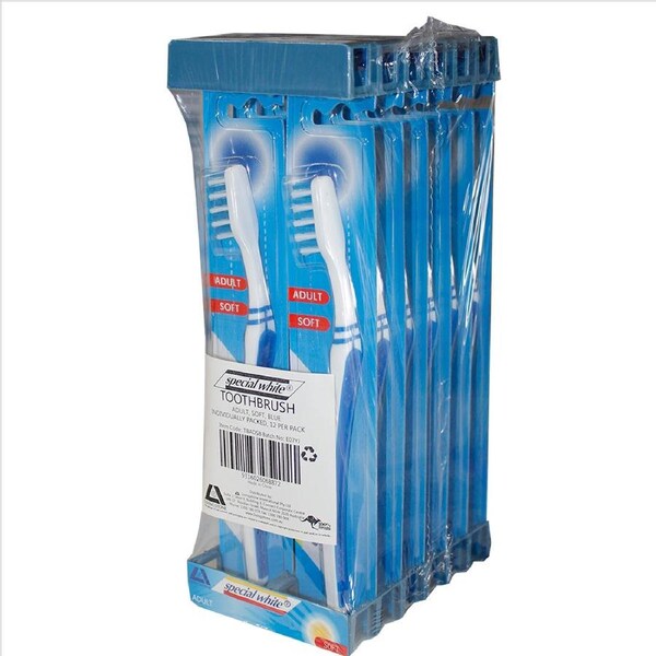 Livingstone Special White Toothbrush Adult Soft Bristles Blue 12 Pack