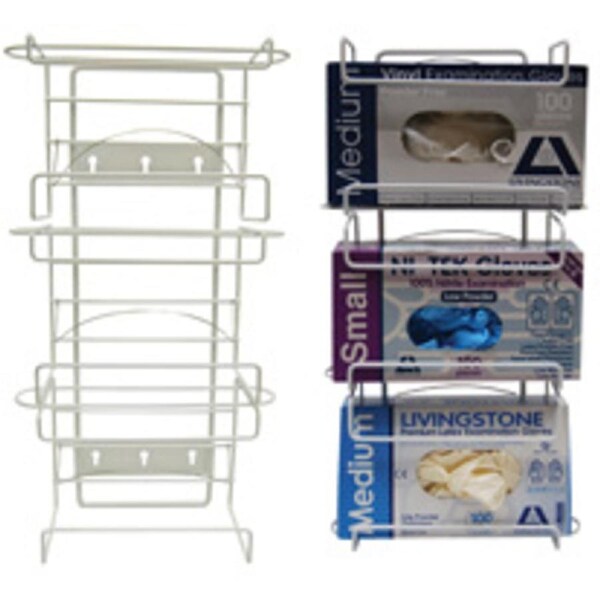 Triple Gloves Box Holder or Dispenser Powder Coated Iron Wire 48(L) x 20(W) x14(H)cm