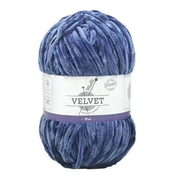 Malli Knitting Super Comfy 100g Velvet Yarn - Blue