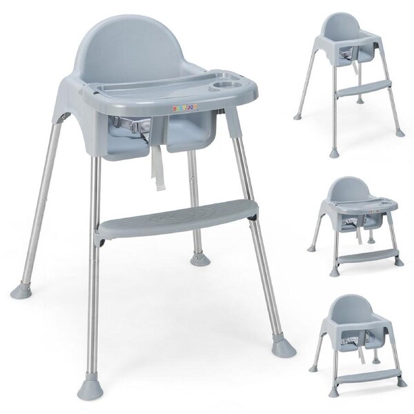 Giantex 4-in-1 Baby High Chair Convertible Infant Booster Seat Toddler Feeding Chair w/Removable Tray Grey