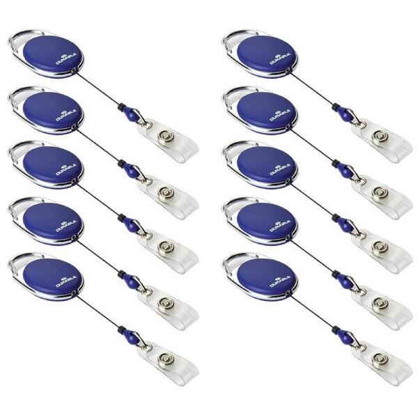 10PK Durable 80cm Name Badge/ID Reel Style w/ Metal Clip Secure Holder Blue