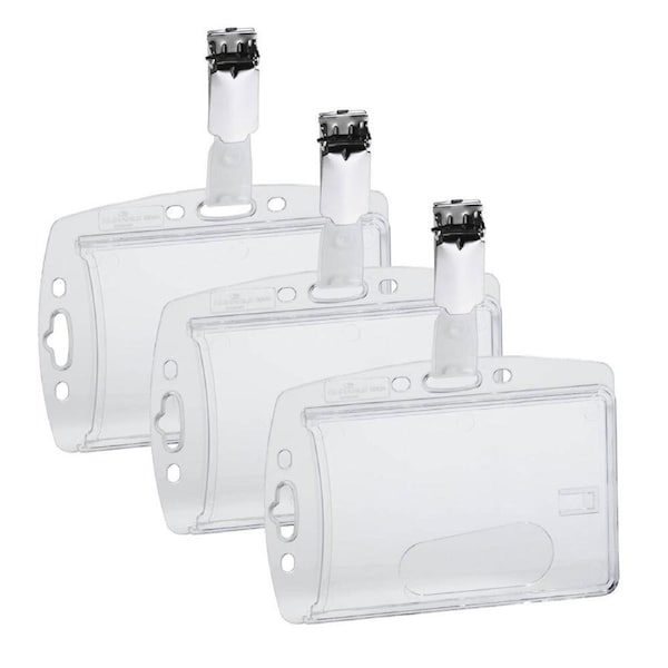 25PK Durable 5x8cm Security Company Pass/Card Secure Holder w/ Rotating Clip