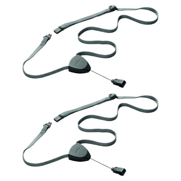 2x Durable 50cm Textile Lanyard Flex w/ Retractable Badge Holder Clip Grey/Black