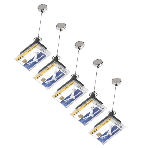 10PK Durable Acrylic Deluxe Pro Card/ID Secure Holder w/ Badge Reel & Metal Clip