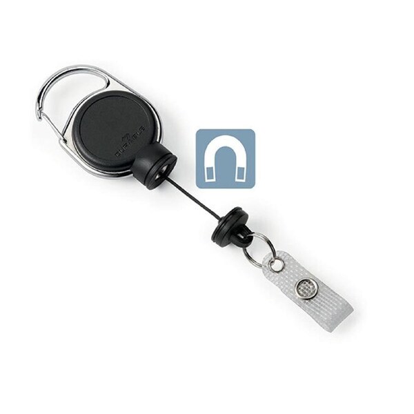 Durable 60cm Badge Reel Extra Strong Magnet w/ Metal Clip Retractable Black