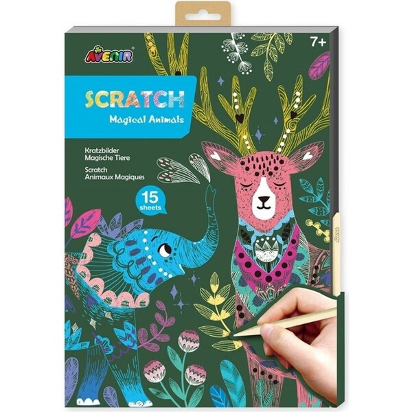 Avenir A4 Scratch Book Magical Animals Educational Art/Craft Kids Activity 7y+