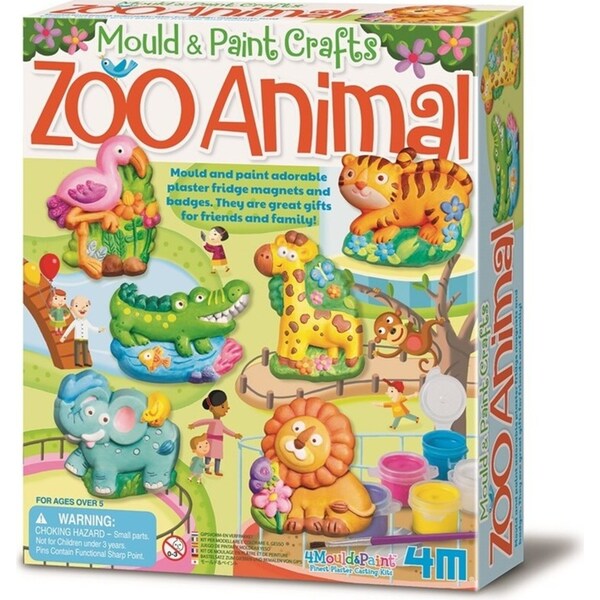 4M Mould & Paint Zoo Animal Magnet/Badges Kids/Child Art Painting Activity 5y+