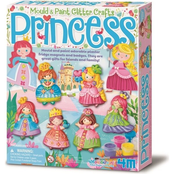4M Mould & Paint Glitter Princess Magnet/Badges Kids Art Painting Activity 5y+