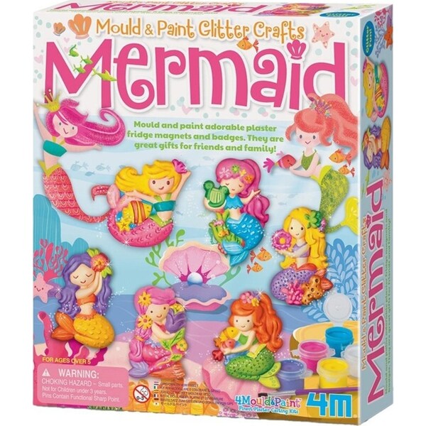 4M Mould & Paint Glitter Mermaid Magnet/Badges Kids Art Painting Activity 5y+
