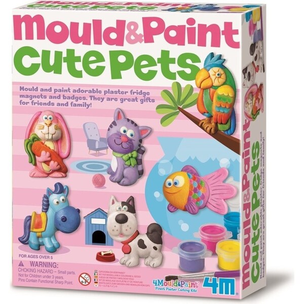 4M Mould & Paint Cute Pets Magnet/Badges Kids/Children Art Painting Activity 5y+