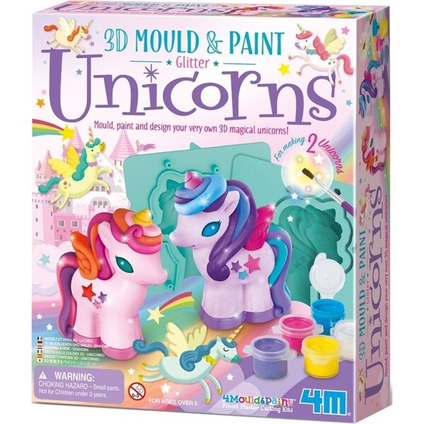 4M Make Your Own Mould & Paint 3D Glitter Unicorns DIY Kids Activity Toy 4y+