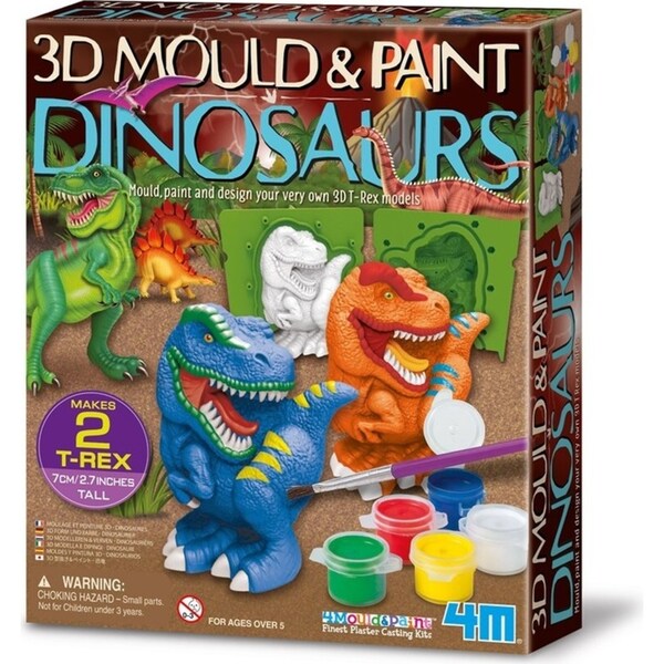 4M 3D Mould & Paint 7cm Dinosaurs Craft/Art T-Rex Colouring Kids Creativity 5y+