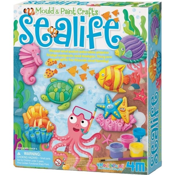 4M Mould & Paint Sealife Magnet/Badges Kids/Children Art Painting Activity 5y+