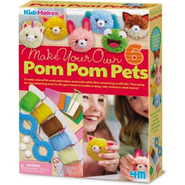 4M KidzMaker Make Your Own Pom Pom Pets Art/Craft Kids Activity DIY Toy 5y+