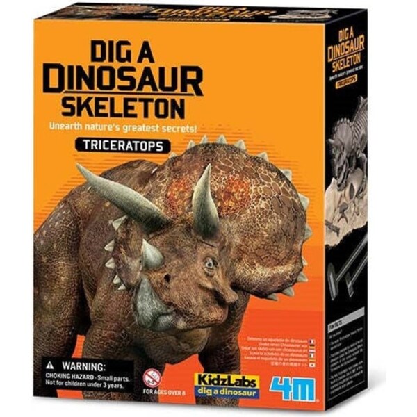 4M KidzLabs Dig a Dinosaur Triceratops Assemble Skeleton Kids Learning Toy 8y+