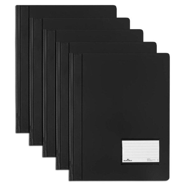 5x Durable Premium Extra Wide Flat File A4 Document Organiser Translucent/BK