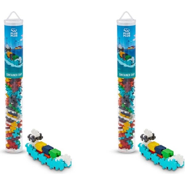 2x 100pc Plus-Plus Tube Container Ship Build Puzzle Motor Kids/Toddler Toy 5y+