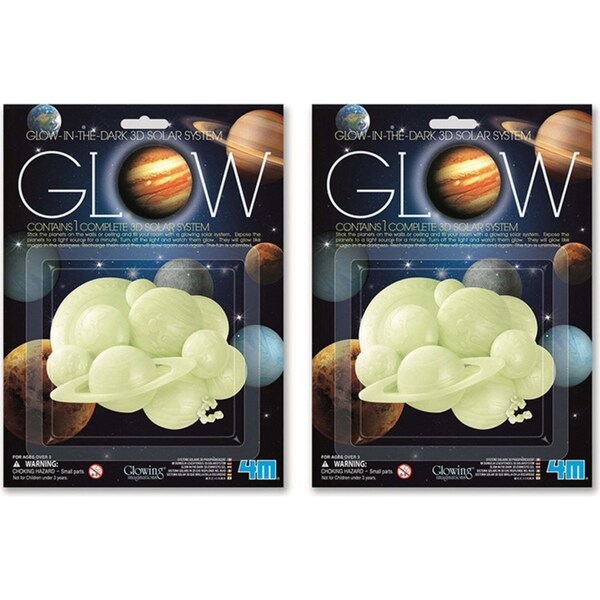 2x 4M Glow 3D Solar System w/ Adhesive Tape Planets Room Kids/Toddler Toy 3y+