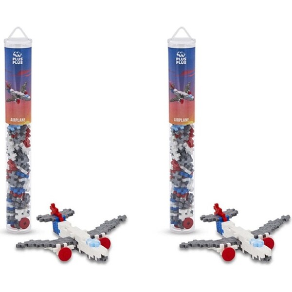 2x 100pc Plus-Plus Tube Airplane Build Puzzle Motor Kids/Toddler 3D Fun Toy 5y+