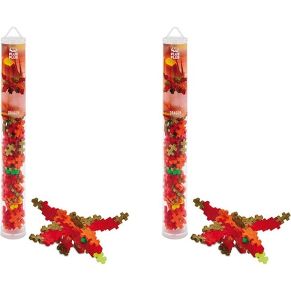 2x 100pc Plus-Plus Dragon Tube 2D Building Puzzle Kids Activity Learning Toy 5y+