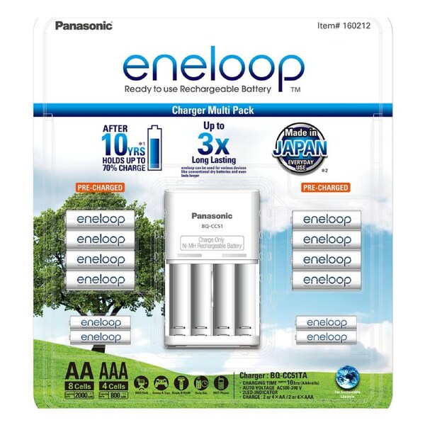Panasonic Eneloop Rechargeable Batteries 8 x AA 4 x AAA Battery Ni-MH 2000mAh