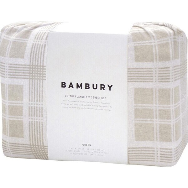 Bambury Enid Cotton Flannelette Sheet Set - Queen Bed