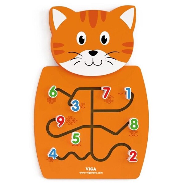 Viga Wooden Wall Game Matching Numbers Cat- Educational, Motor skills, Activities Toy