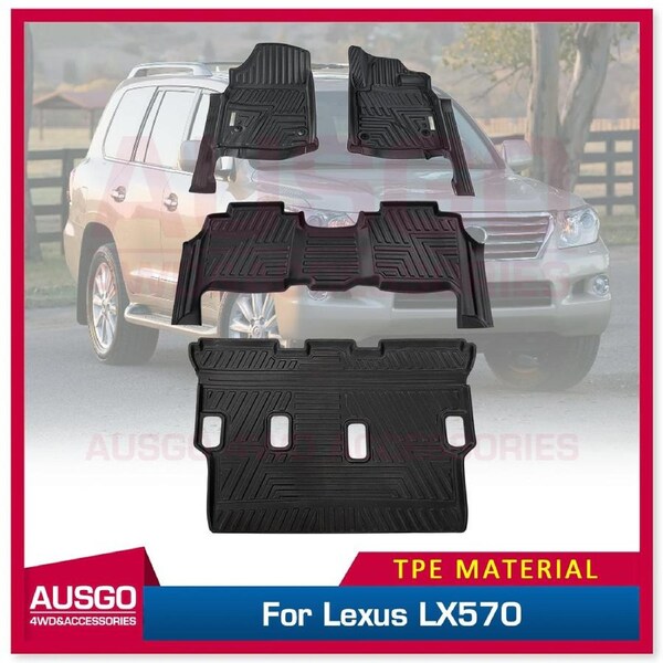 3 Rows TPE Door Sill Covered Car Floor Mats for Lexus LX570 LX Serise 2008-2012