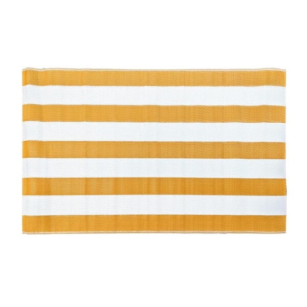 Good Vibes 270x180cm Printed Outdoor/Garden Retro Rug/Mat Strip Carpet Mango