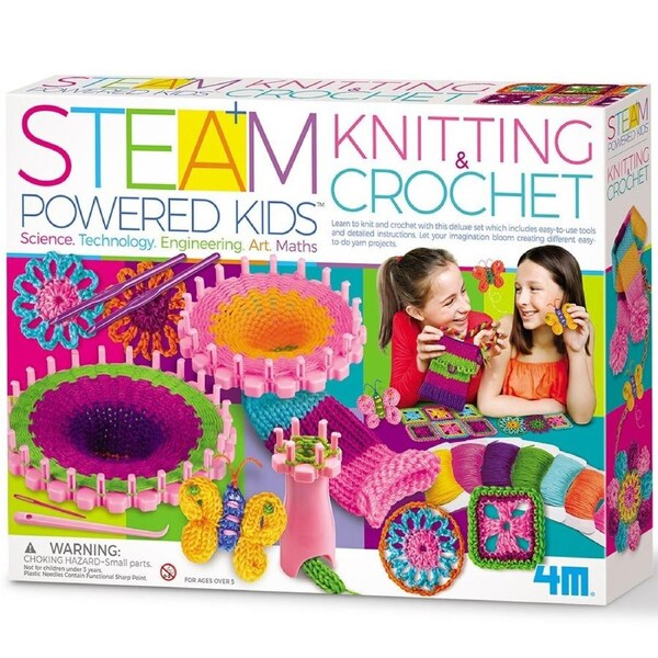 4M Steam Powered Kids/Children Knitting & Crochet Art/Craft Activity Fun 5y+