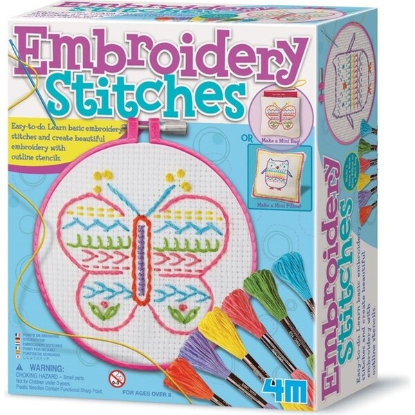 4M Embroidery Stitches Kids/Children Fun Knit Activity Art/Craft w/ Outline 8y+