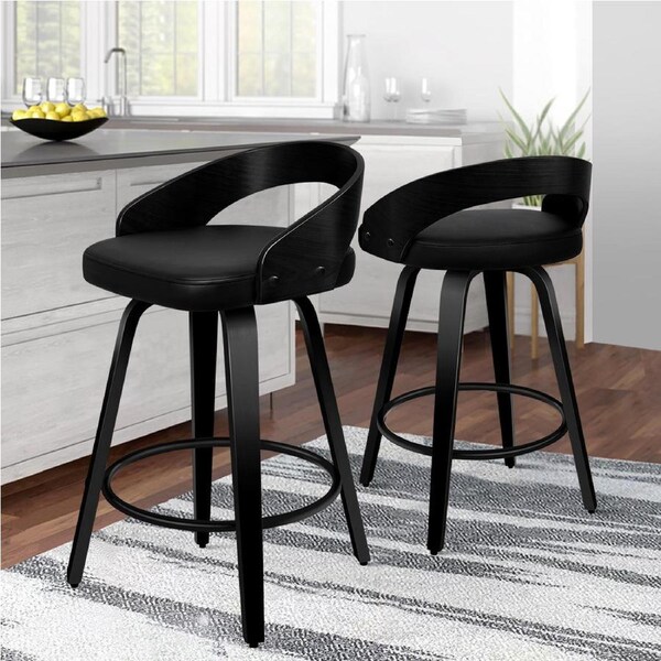 2x ALFORDSON Bar Stools Caden Wide Backrest All Black