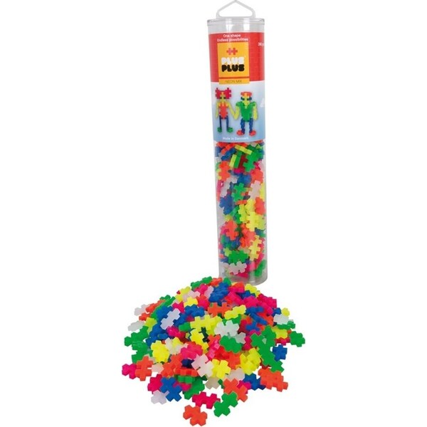 240pc Plus-Plus Neon Mix Tube 2D Building Puzzle Kids Activity Learning Toy 5y+