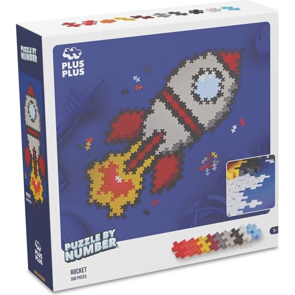 500pc Plus-Plus Puzzle by Number Rocket Kids Play Learning Interactive Toy 5y+