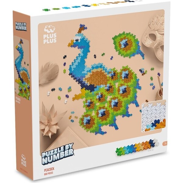 800pc Plus-Plus Puzzle by Number Peacock Kids Interactive Learning Fun Toy 5y+