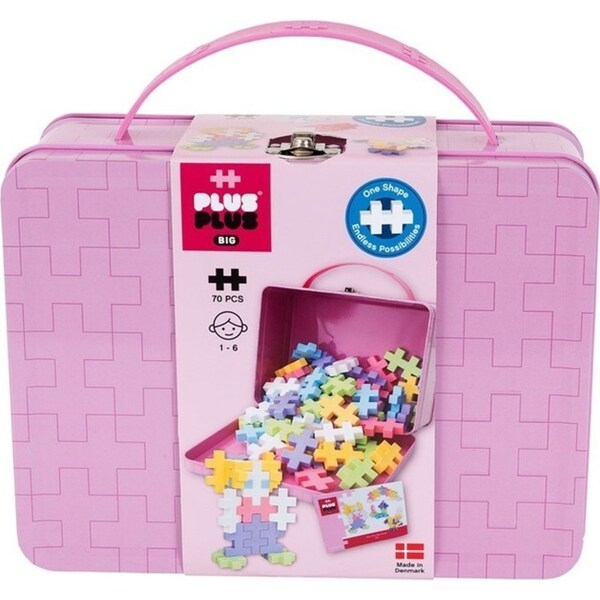 Plus Plus BIG Metal Suitcase Pastel Kids/Toddler Art/Craft Fun Activity Toy 5y+